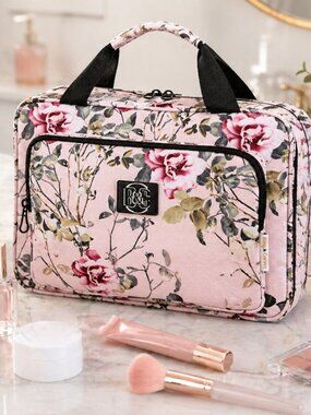 Bang & Carsen Hanging Travel Toiletry Bag Women Large Spring Roses Pink Floral